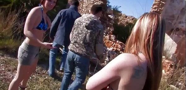 Gang bang in the ruined castle